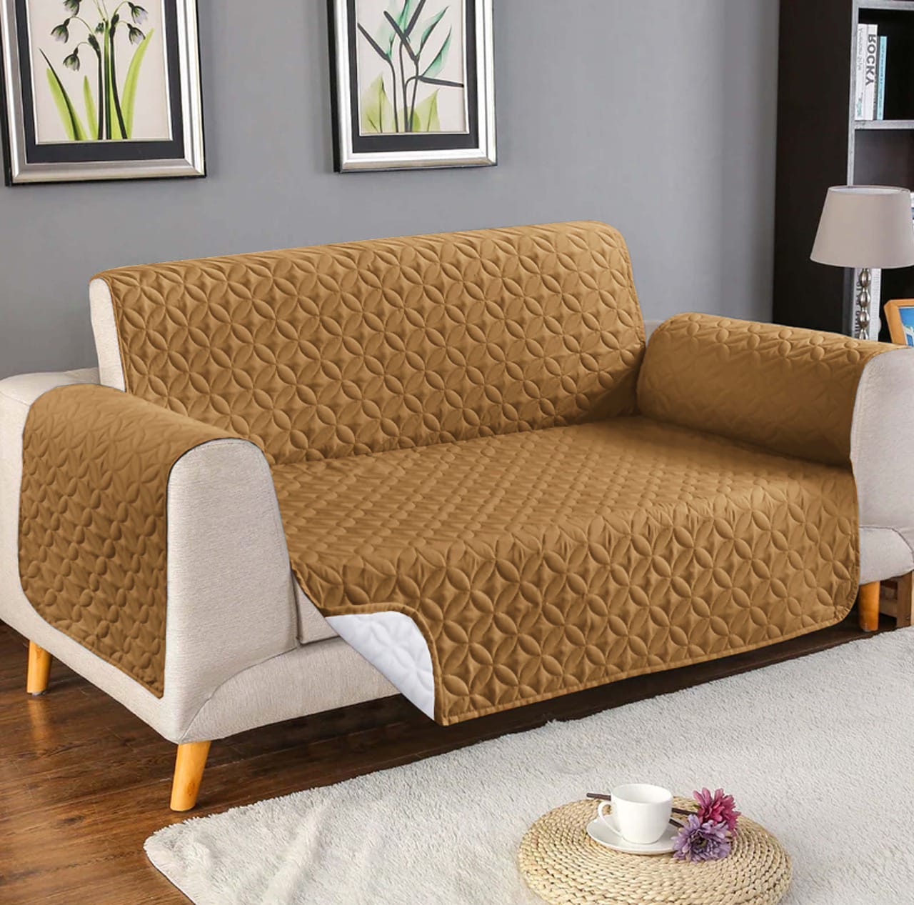 Ultrasonic Microfiber Sofa Cover Coper