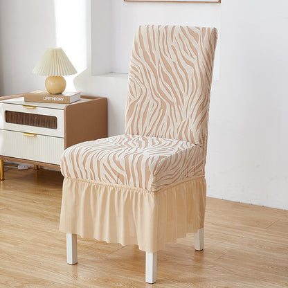 Zebra Chair Covers Frill / Fitted Style For Dinning/Office - Beige