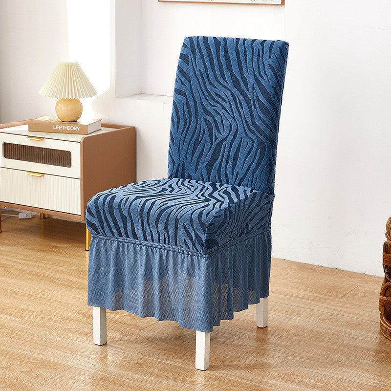 Zebra Chair Covers Frill / Fitted Style For Dinning/Office - Blue