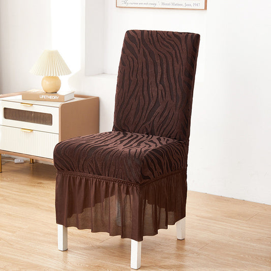 Zebra Chair Covers Frill / Fitted Style For Dinning/Office - Dark Brown