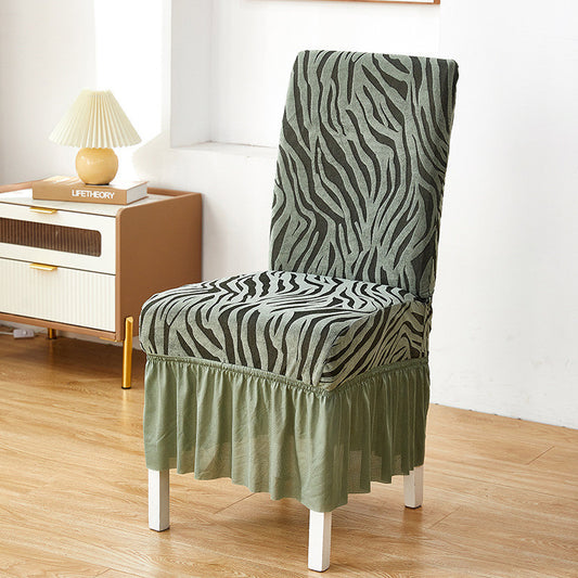 Zebra Chair Covers Frill / Fitted Style For Dinning/Office - Green