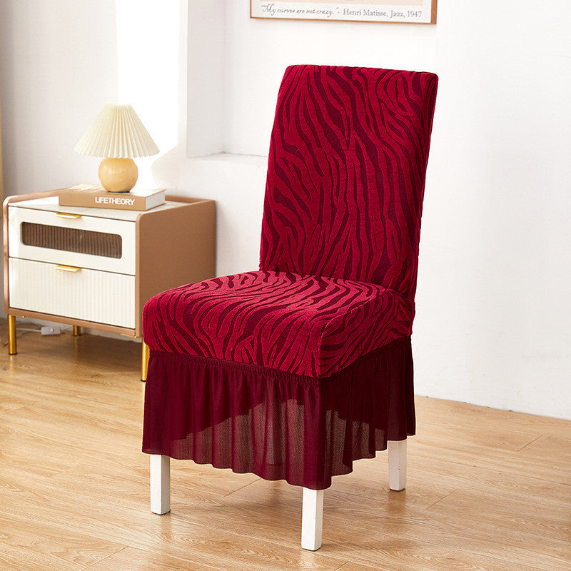 Zebra Chair Covers Frill / Fitted Style For Dinning/Office - Maroon