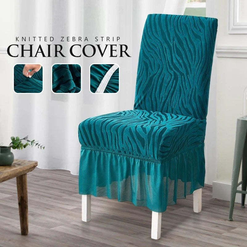 Zebra Chair Covers Frill / Fitted Style For Dinning/Office - Zinc