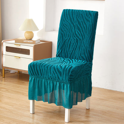 Zebra Chair Covers Frill / Fitted Style For Dinning/Office - Zinc