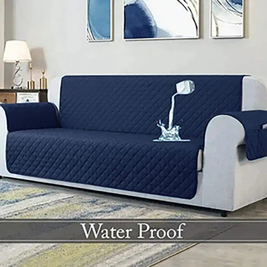 Waterproof Cotton Quilted Sofa Couch Cover - Sofa Protectors (Navy Blue)