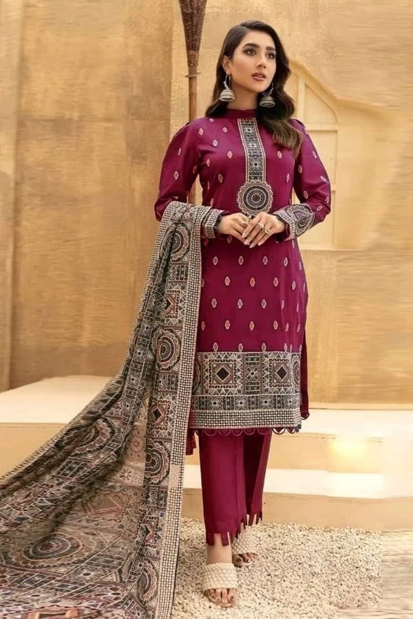 3 Piece Summer Embroidered Lawn - GT-26