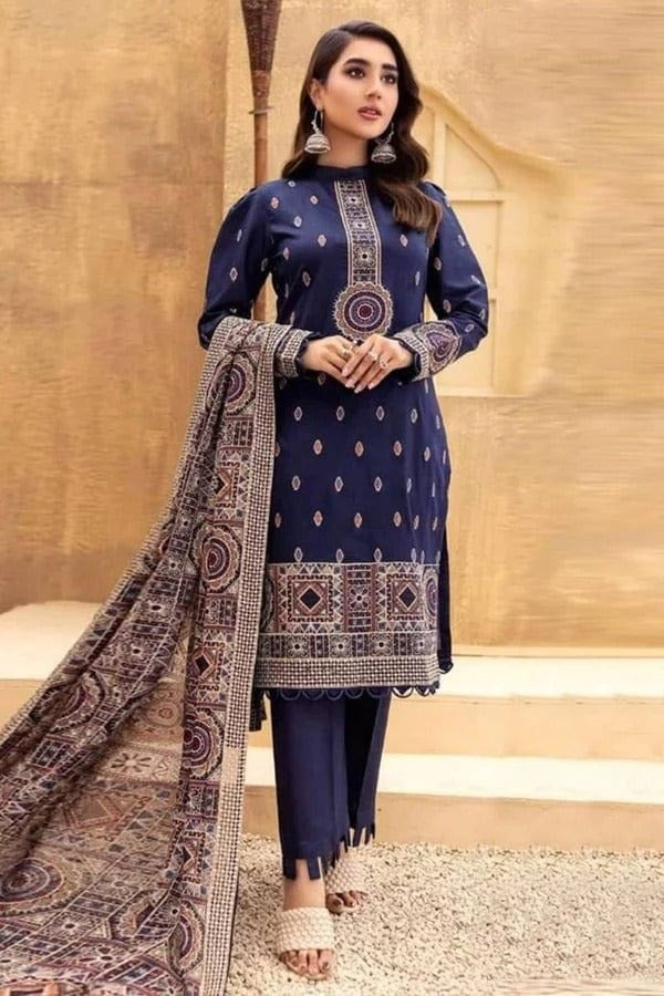 3 Piece Summer Embroidered Lawn - GT-27