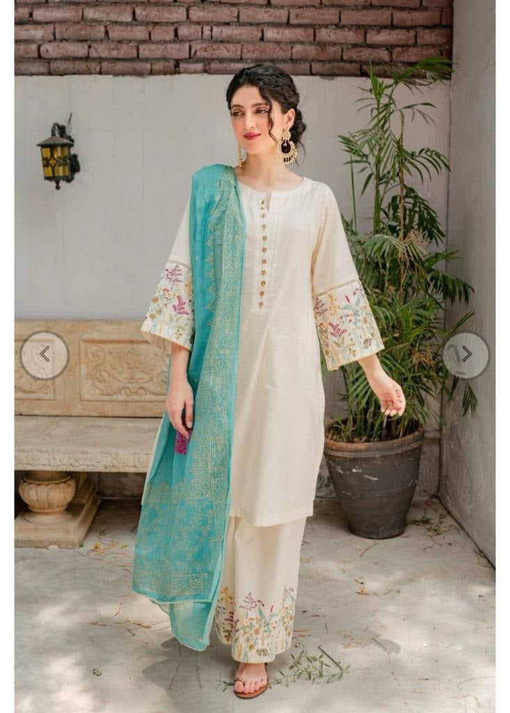 3 Piece Summer Embroidered Lawn - GT-42