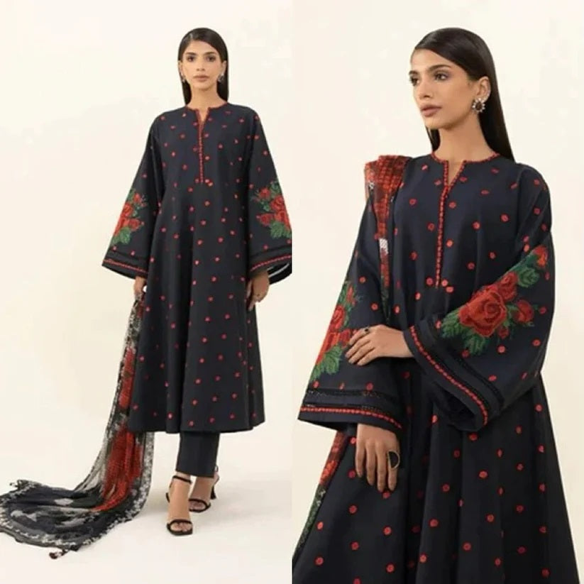 3 Piece Summer Embroidered Lawn - GT-05