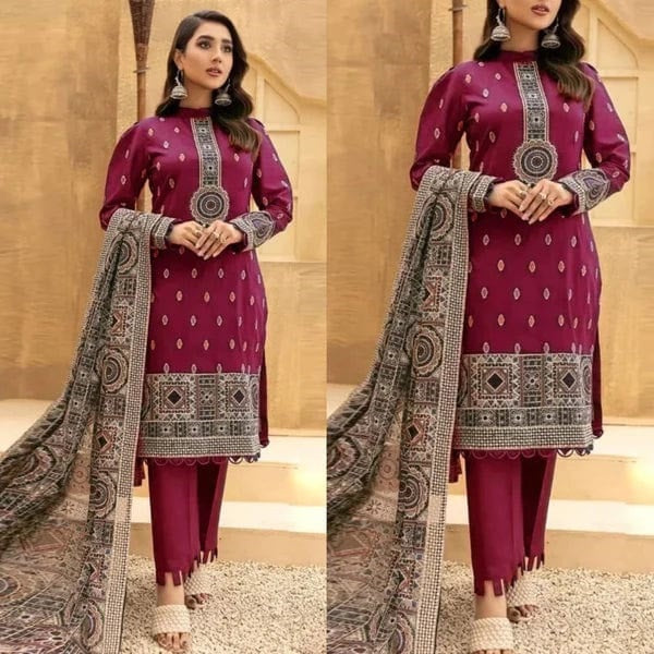 3 Piece Summer Embroidered Lawn - GT-26