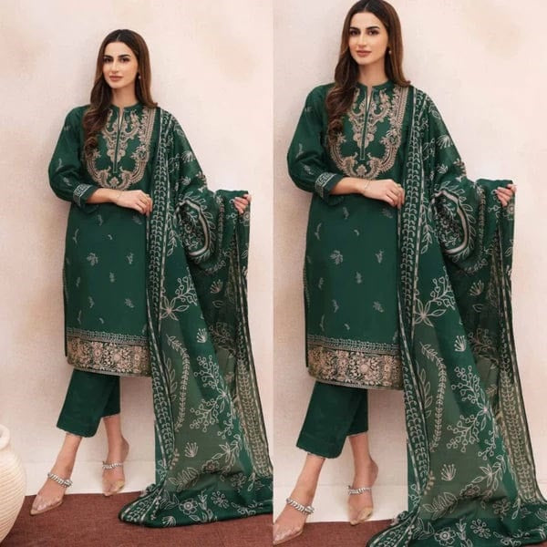 3 Piece Summer Embroidered Lawn - GT-29