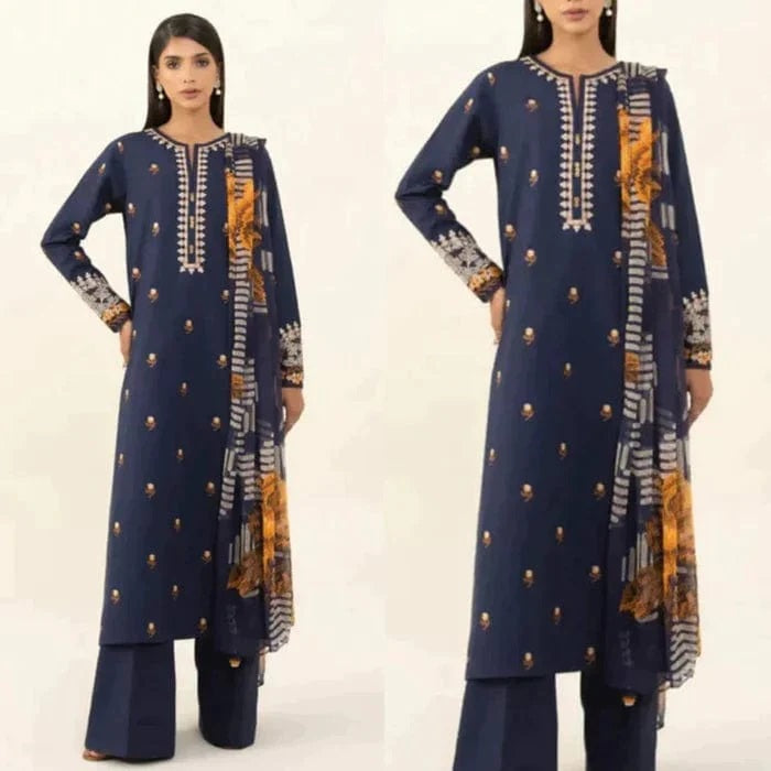 3 Piece Summer Embroidered Lawn - GT-45