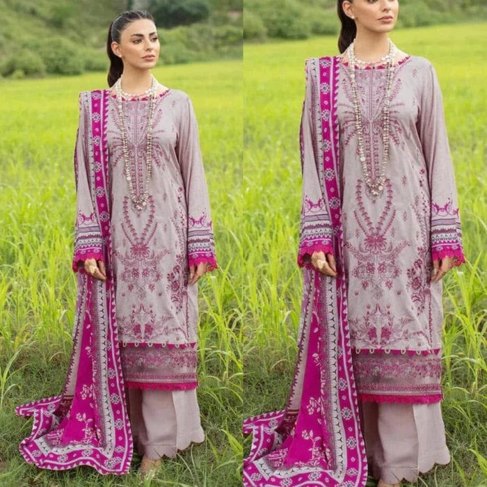 3 Piece Summer Embroidered Lawn - GT-46