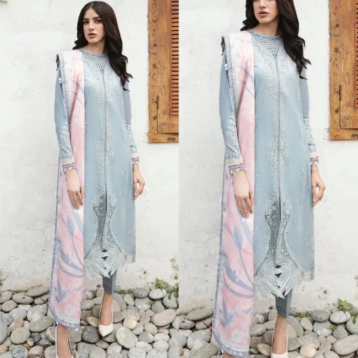 3 Piece Summer Embroidered Lawn - GT-48