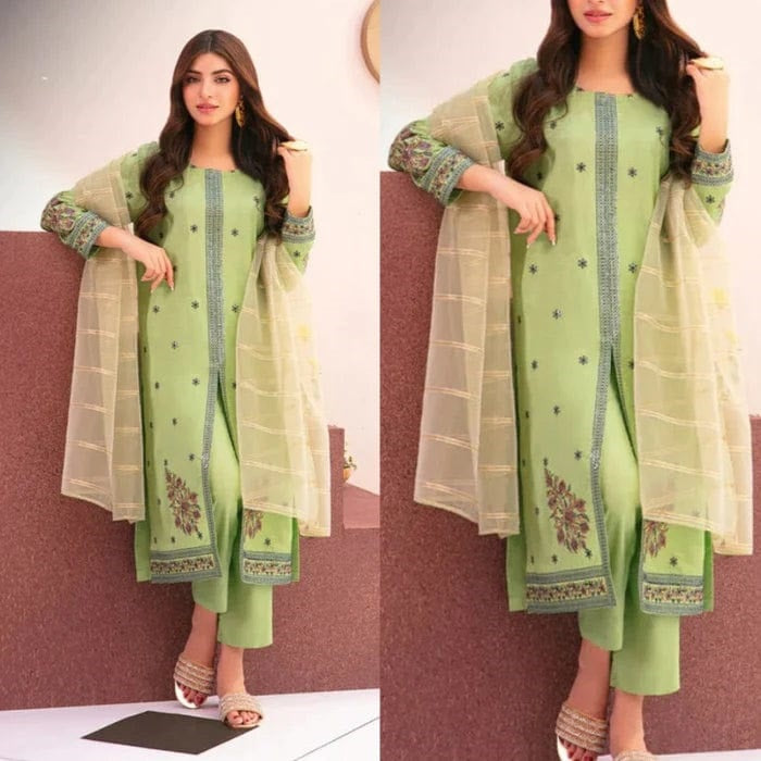 3 Piece Summer Embroidered Lawn - GT-52