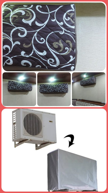 Printed Quilted AC Cover - Scroll Brown