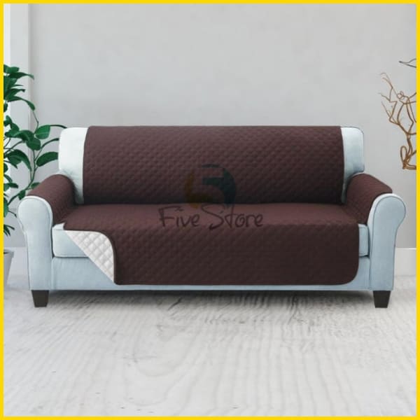 Cotton Quilted Sofa Couch Cover - Sofa Slipcovers (Chocolate Brown) 5storepk 