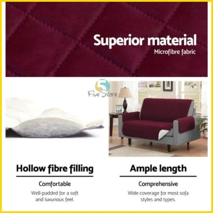 Cotton Quilted Sofa Couch Cover - Sofa Slipcovers (Maroon) 5storepk 
