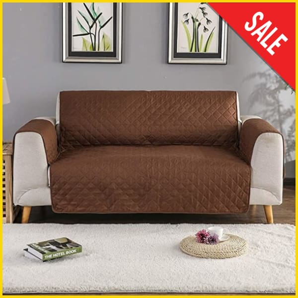 Cotton Quilted Sofa Runner - Sofa Coat (Copper Brown) 5storepk 3+3+2 Seat 