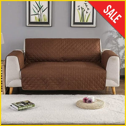 Cotton Quilted Sofa Runner - Sofa Coat (Copper Brown) 5storepk 3+3+2 Seat 