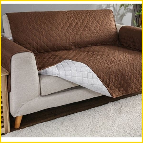 Cotton Quilted Sofa Runner - Sofa Coat (Copper Brown) 5storepk 