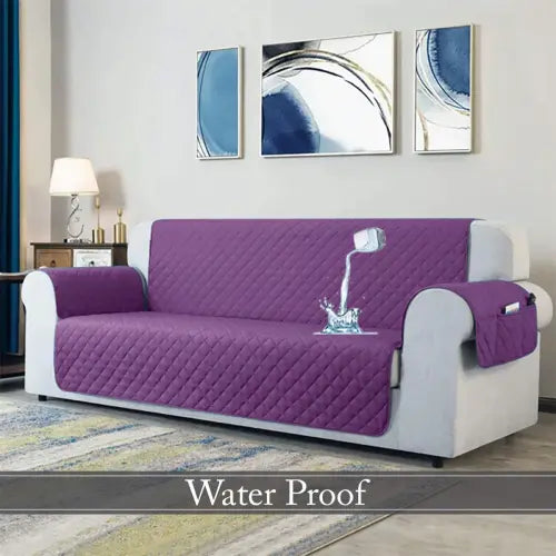 Waterproof Cotton Quilted Sofa Couch Cover - Sofa Protectors (Purple)