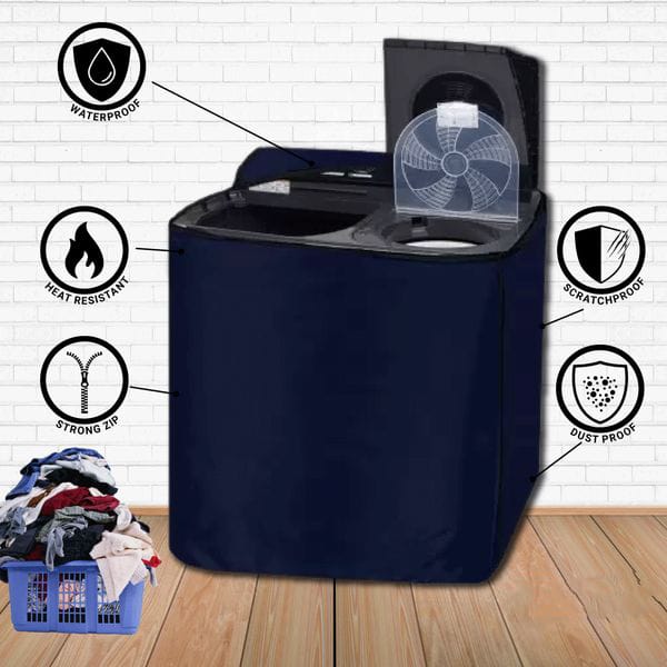 Waterproof Twin Tub Washing Machine Cover (Blue Color - All Sizes Available)
