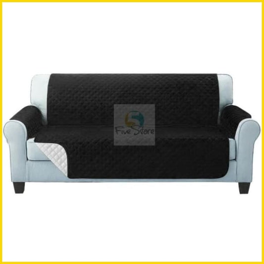 Quilted Sofa Couch Cover - Sofa Slipcovers (Black) 5store.pk 