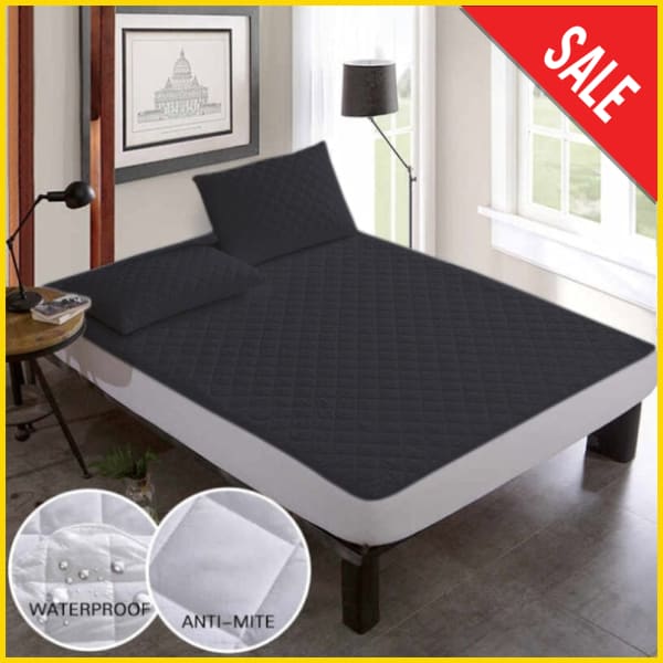 Rich Cotton Quilted 100% Waterproof Mattress Protector - (All Sizes Available) 5storepk Single 42x78 Inches Grey 