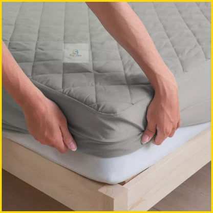 Rich Cotton Quilted 100% Waterproof Mattress Protector - Light Grey (All Sizes Available) 5storepk 
