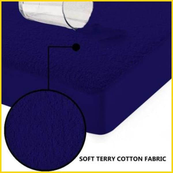 Terry Cotton Waterproof Mattress Protector (Blue) Mattress Protectors 5store.pk 