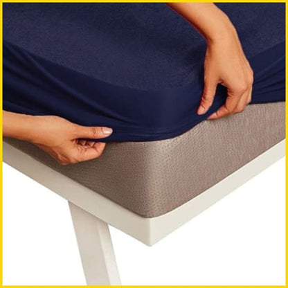 Terry Cotton Waterproof Mattress Protector (Blue) Mattress Protectors 5store.pk 