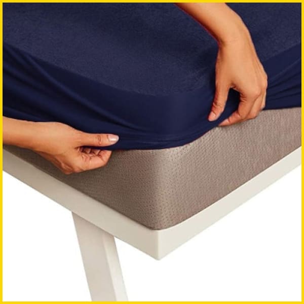 Terry Cotton Waterproof Mattress Protector (Blue) Mattress Protectors 5store.pk 