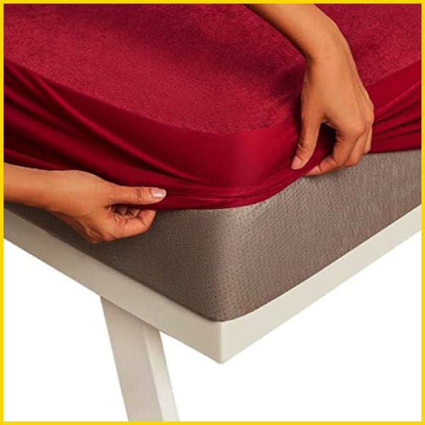 Terry Cotton Waterproof Mattress Protector (Maroon) Mattress Protectors 5store.pk 