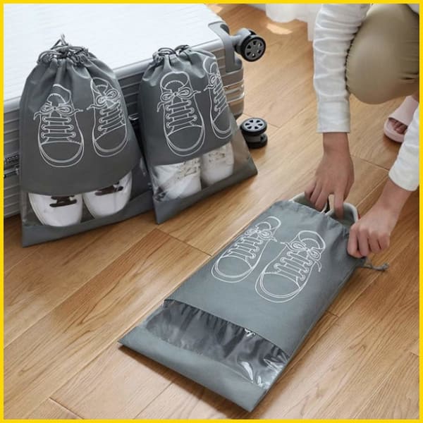Travel Shoe Bags, Large Shoes Pouch Packing Organizers with Rope for Men and Women - (Grey Color) Household Storage Bags 5store.pk 