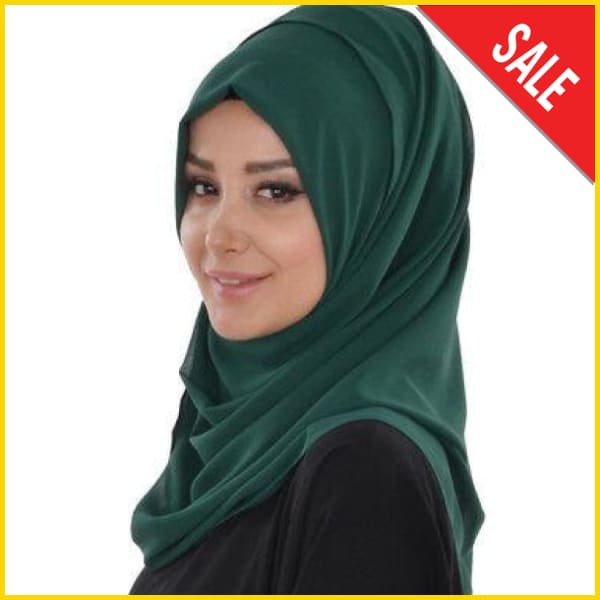 Women's Two Loop Ready To Wear Instant Hijab-Headscarf 5store.pk Green 