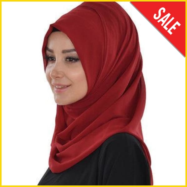 Women's Two Loop Ready To Wear Instant Hijab-Headscarf 5store.pk Red 
